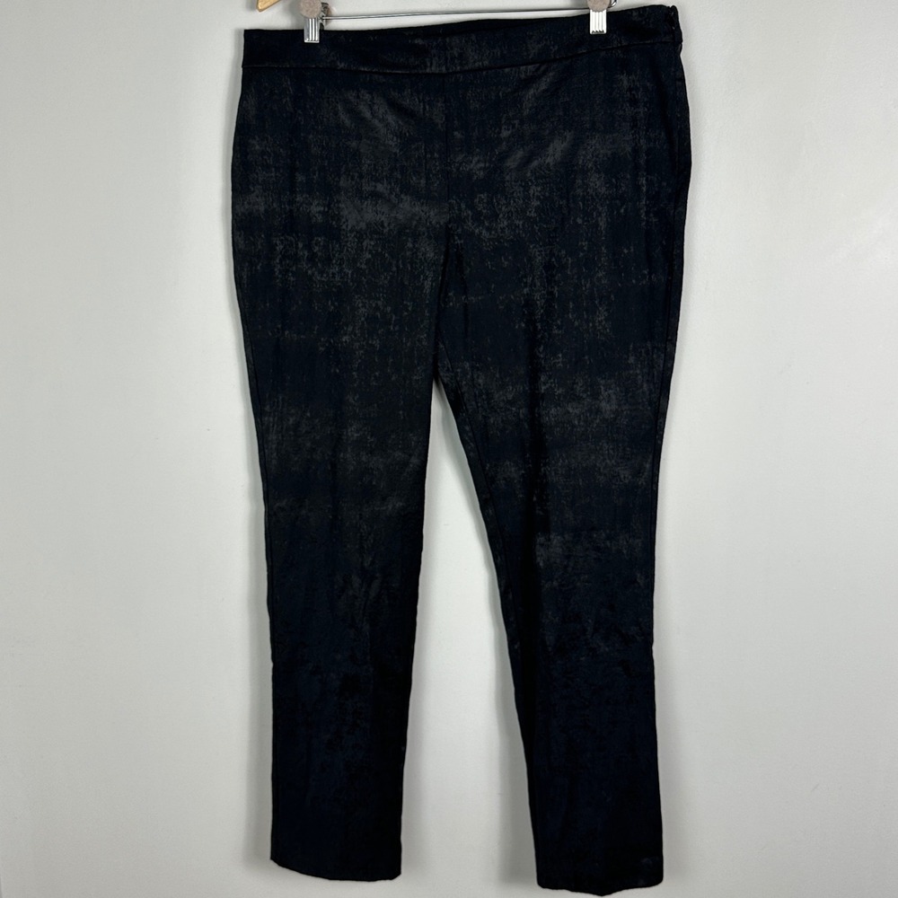 Eileen Fisher Black Jacquard Stencil Ankle Brocade Pants Womens Size 16 Trousers - Picture 2 of 16